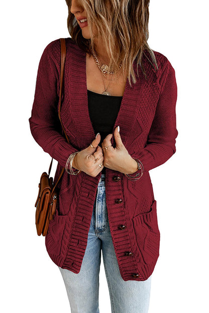 Blue Front Pocket and Buttons Closure Cardigan - L & M Kee, LLC