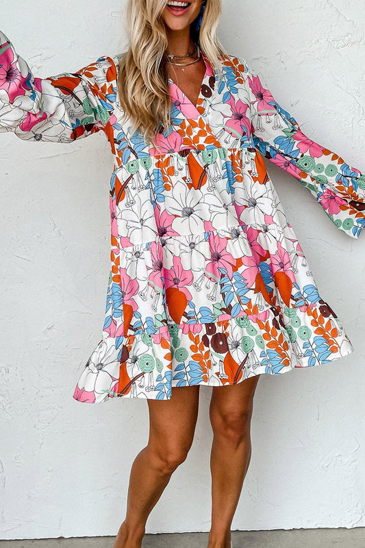 Floral Tiered Mini Dress - L & M Kee, LLC