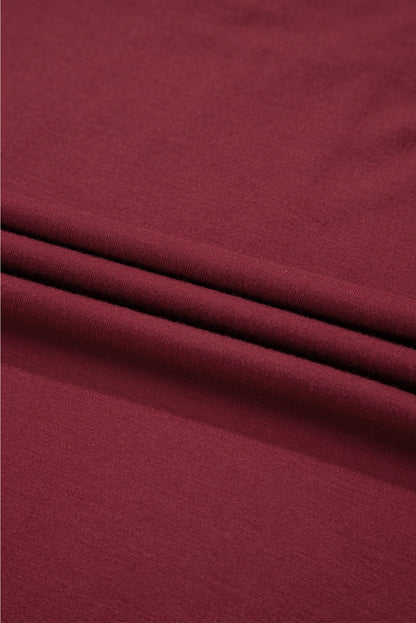 Smoke Gray Lace-trimmed Sweetheart Neckline Ruched Detail Long Sleeve T-shirt