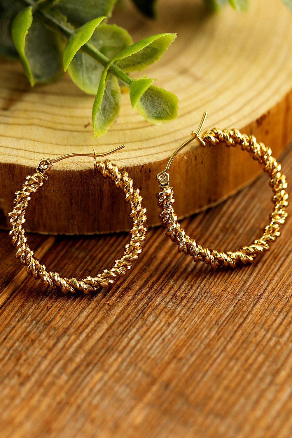 Gold Vintage Textured Hoop Earrings