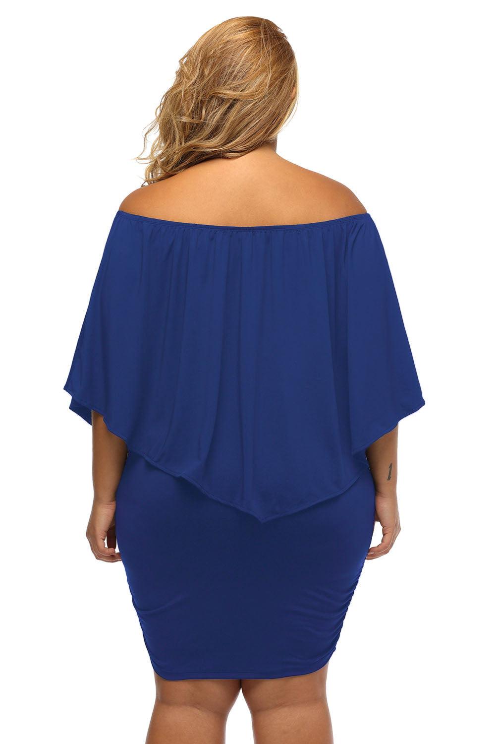 Multiple Dressing Layered Dark Blue Mini Poncho Dress - L & M Kee, LLC