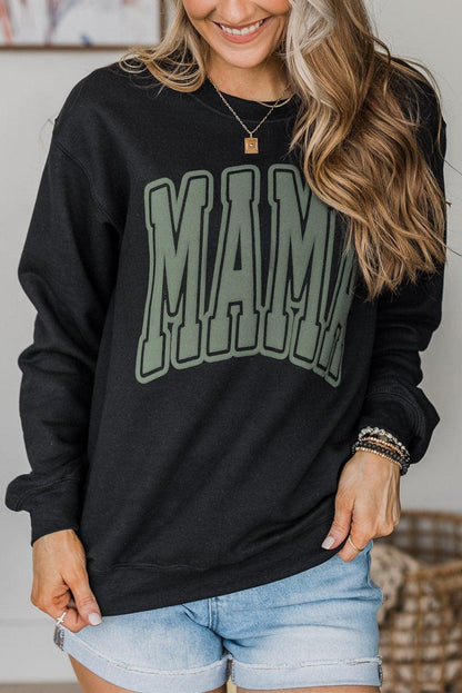 Black Mama Varsity Crew Neck Sweatshirt - L & M Kee, LLC