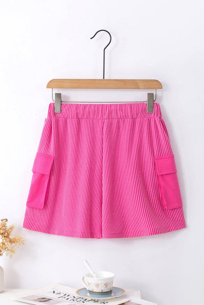 Bright Pink Cargo Pocket Wide-leg Shorts - L & M Kee, LLC