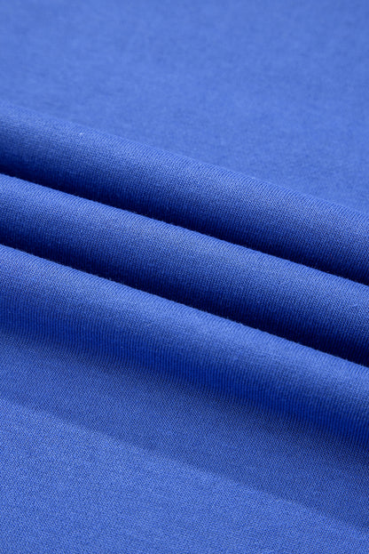 Sky Blue Varsity Contrast Banded Sleeve Shift Sweatshirt Dress