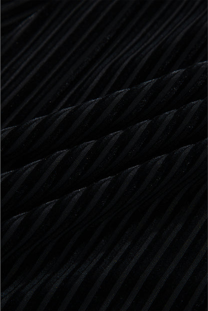 Black Tie Back Square Neck Velvet Babydoll Dress