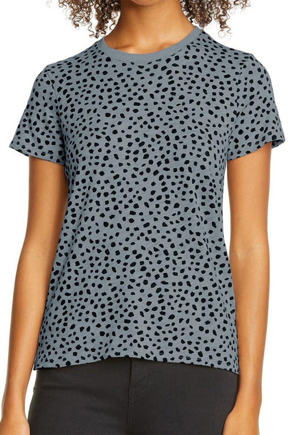 Cheetah Print O-neck Short Sleeve T Shirt - L & M Kee, LLC
