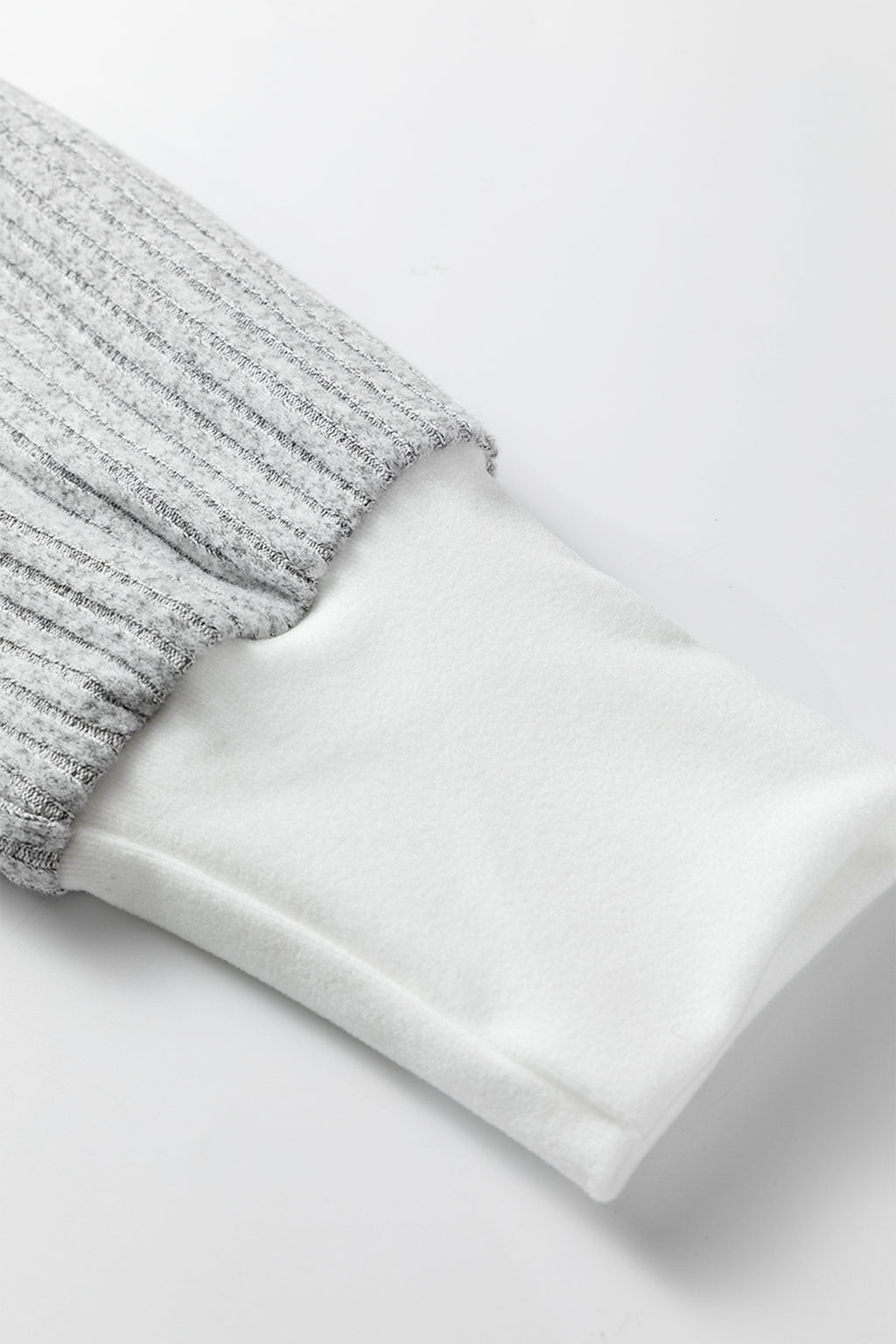 Gray Leopard Print Colorblock Patchwork Ribbed Knit Top