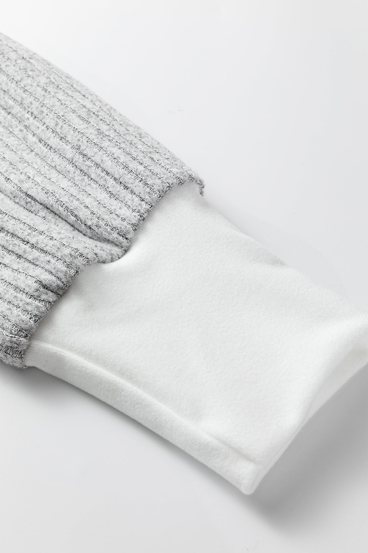 Gray Leopard Print Colorblock Patchwork Ribbed Knit Top