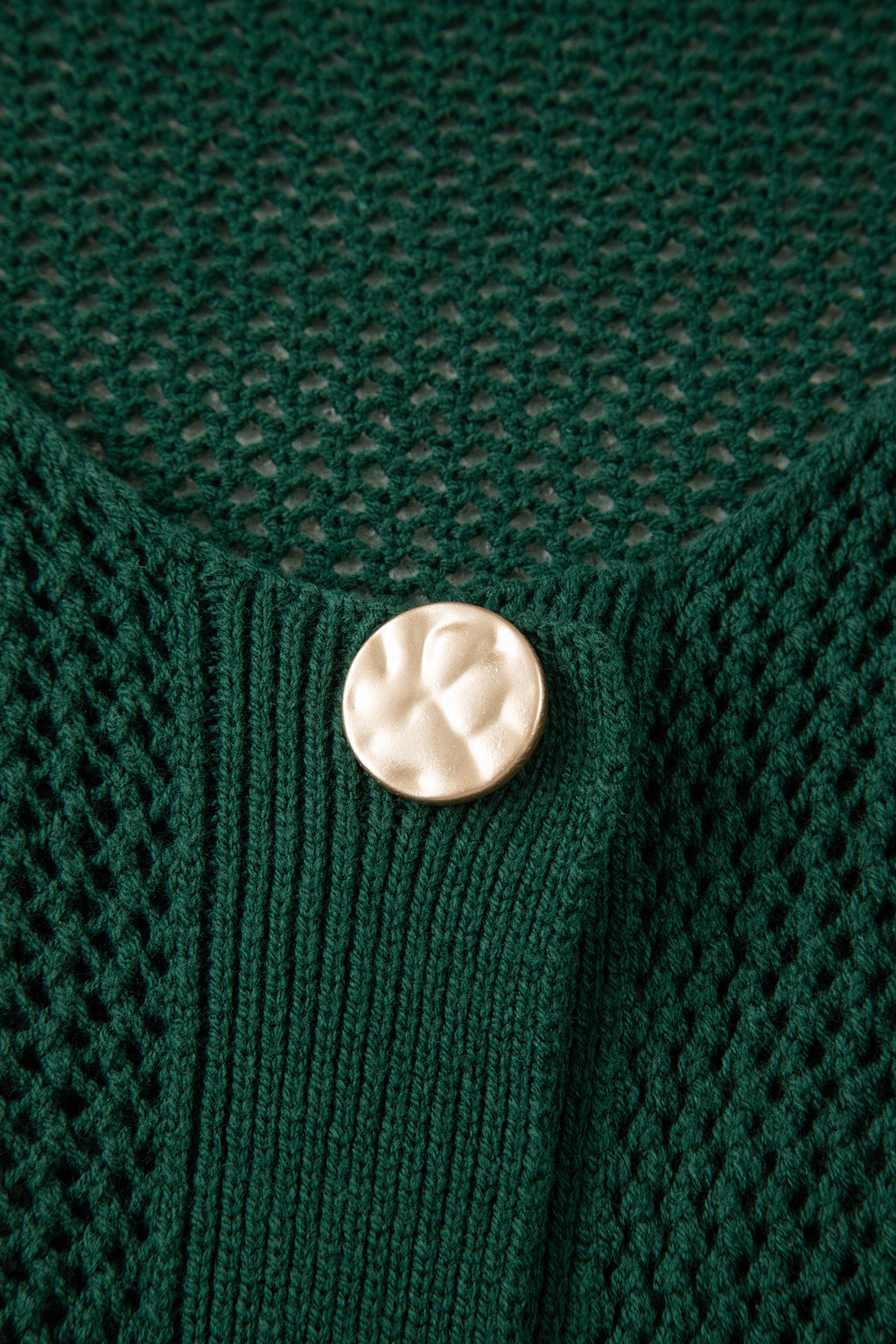 Blackish Green Plus Size Golden Accent Buttons Short Sweater Cardigan