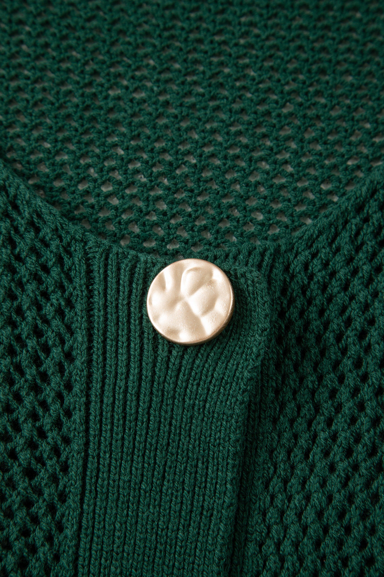 Blackish Green Plus Size Golden Accent Buttons Short Sweater Cardigan