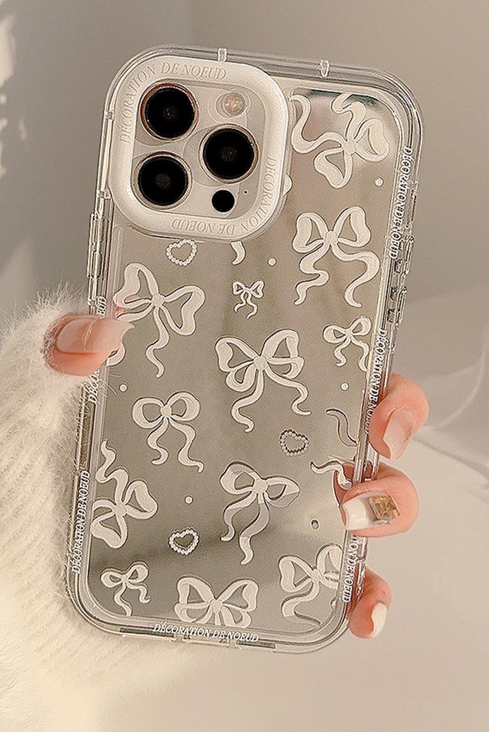 Silvery Mirror Effect Bowknot Print IPhone Phone Case - L & M Kee, LLC