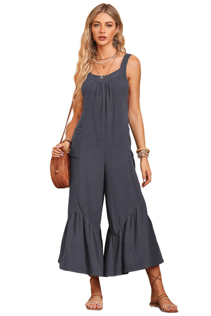 Wide Leg Ruffle Jumpsuit - L & M Kee, LLC