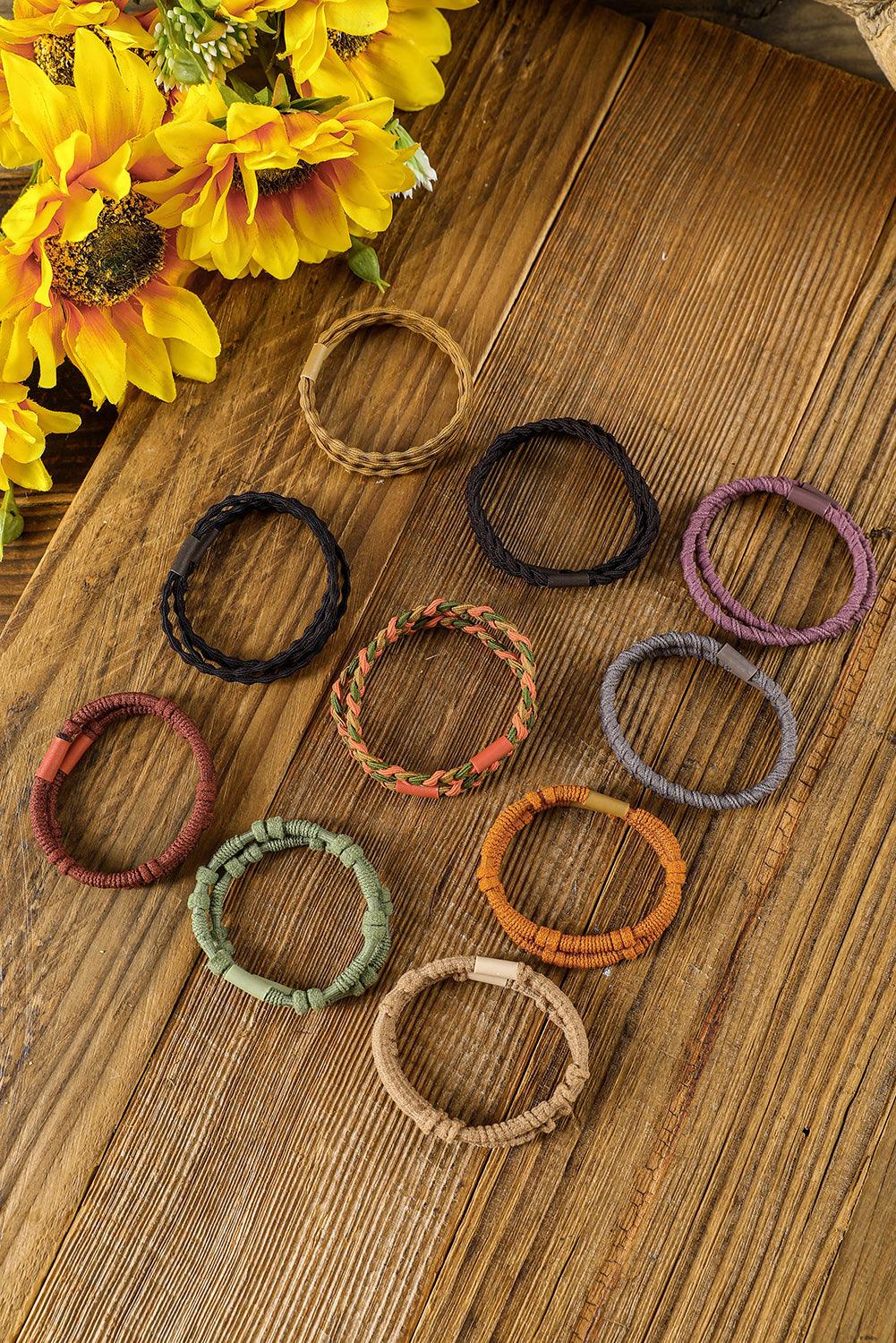 Orange Multicolour 20pcs Boho Knotted Hair Ties - L & M Kee, LLC