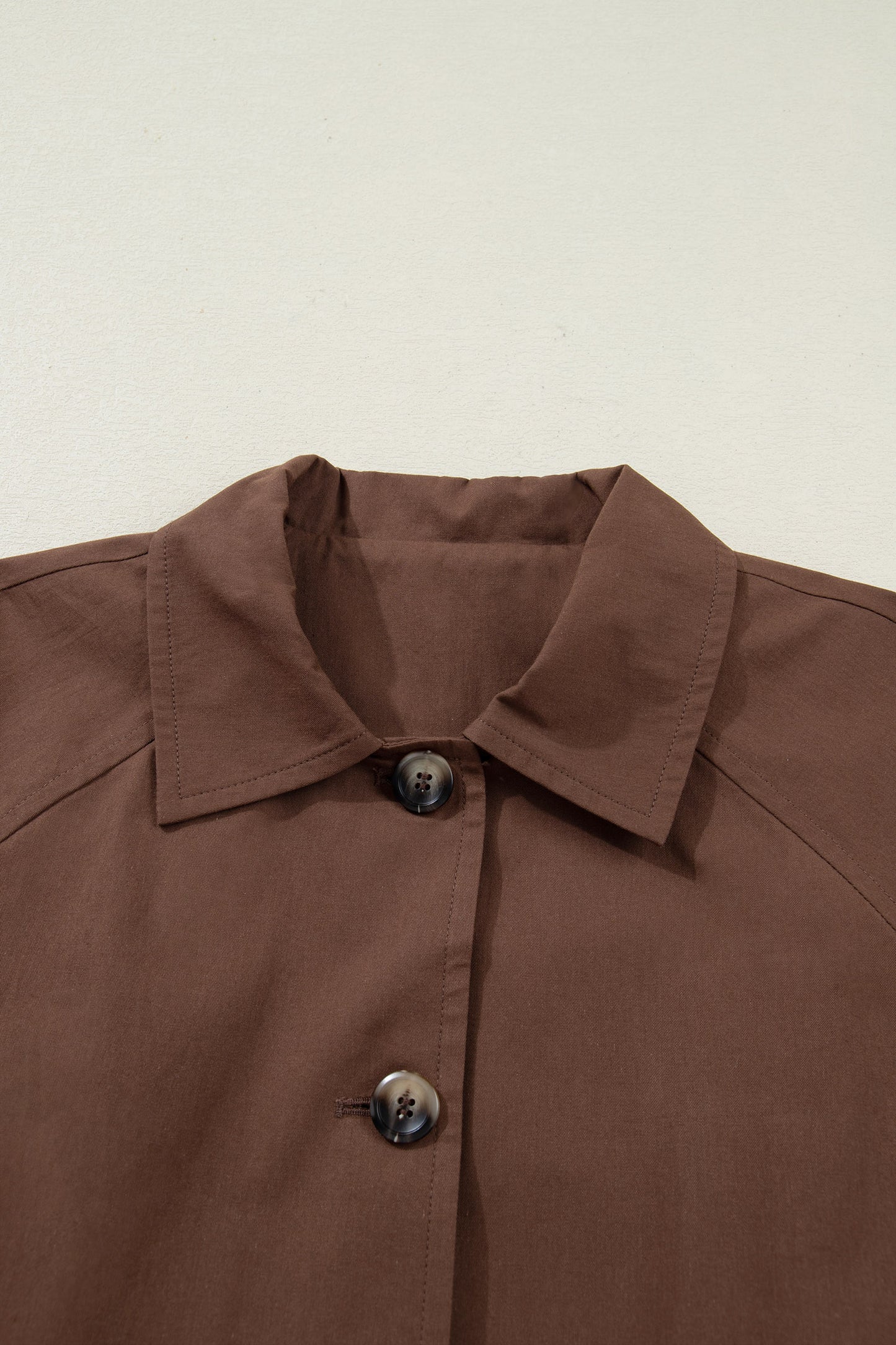 Dark Brown Collared Buttoned Leopard Liner Patchwork Chic Jacket