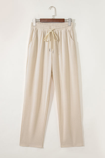 Jet Stream Drawstring Elastic Waist Casual Corduroy Pants