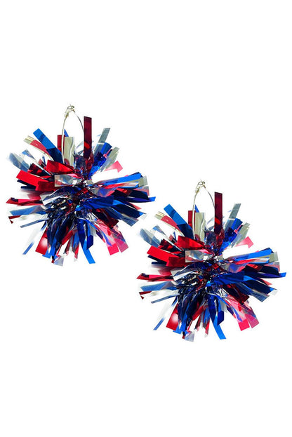 Dark Blue 4th of July Celebration Tinsel Earrings - L & M Kee, LLC