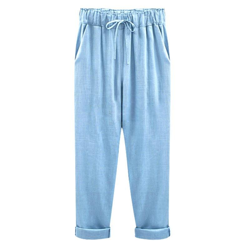 Cropped Loose Linen Pants - L & M Kee, LLC