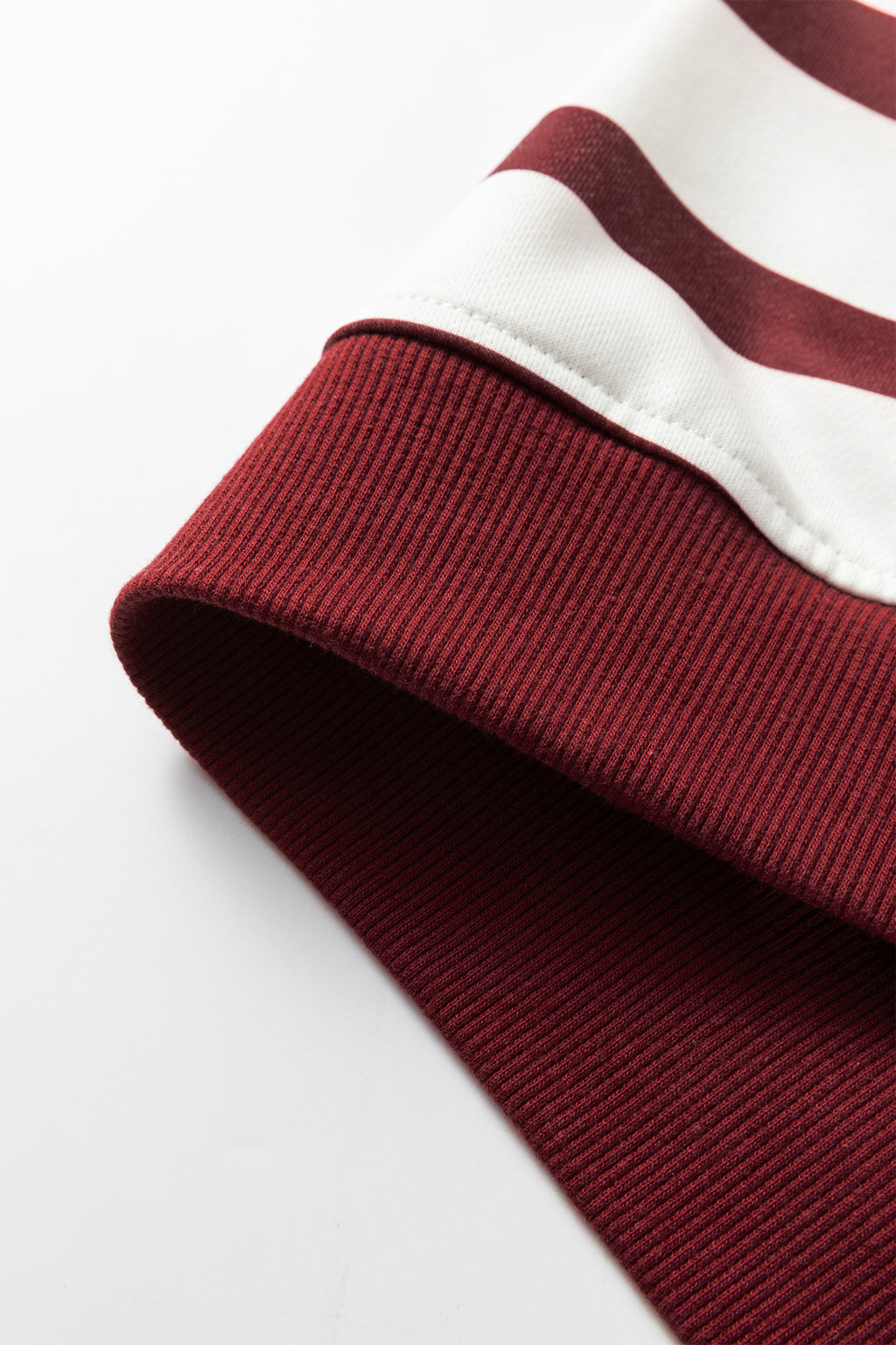 Red Stripe Pullover Hoodie Ribbed Solid Pants 2pcs Set Outfit