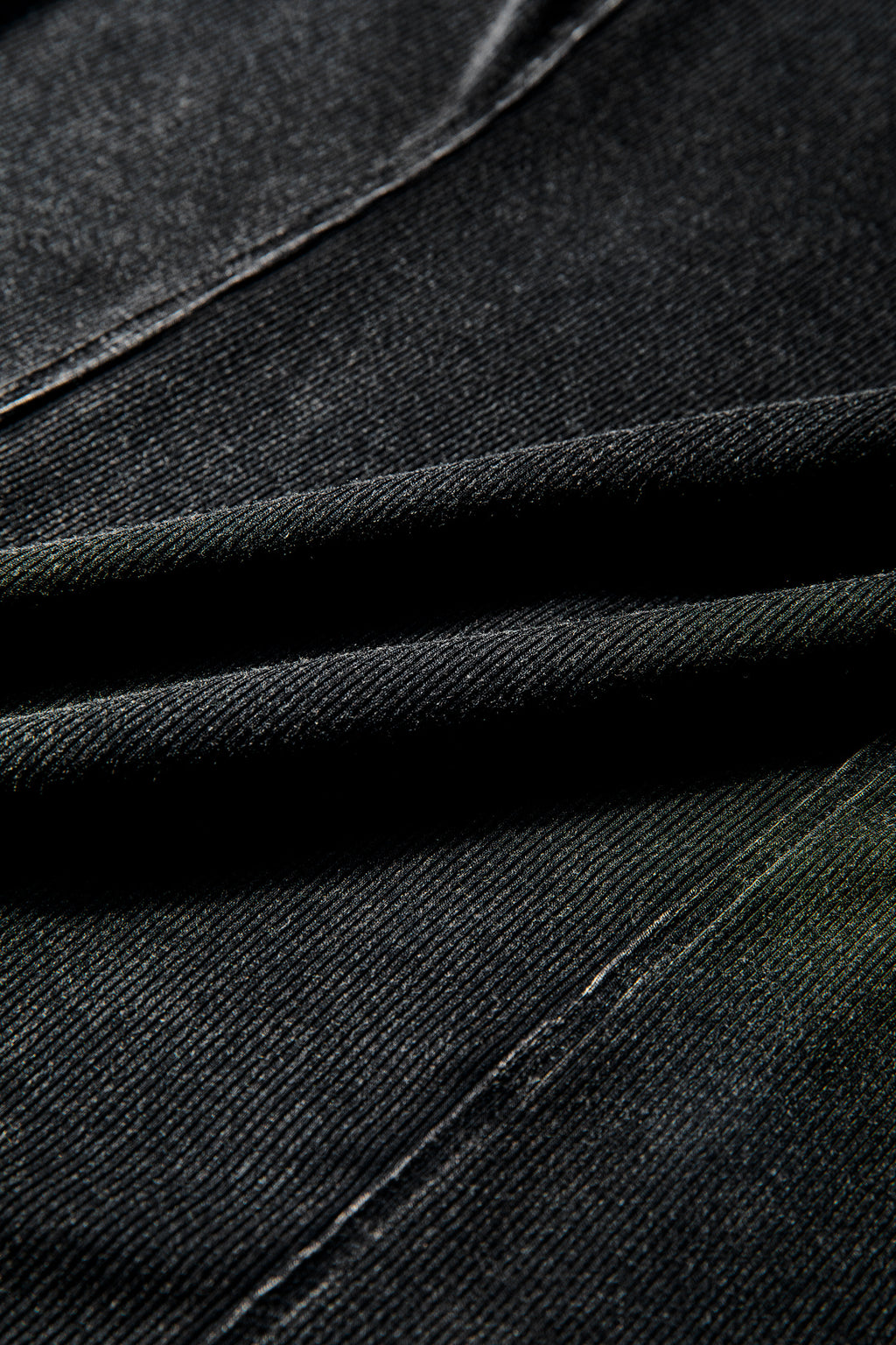 Black Exposed Seam Ribbed Long Sleeve Top