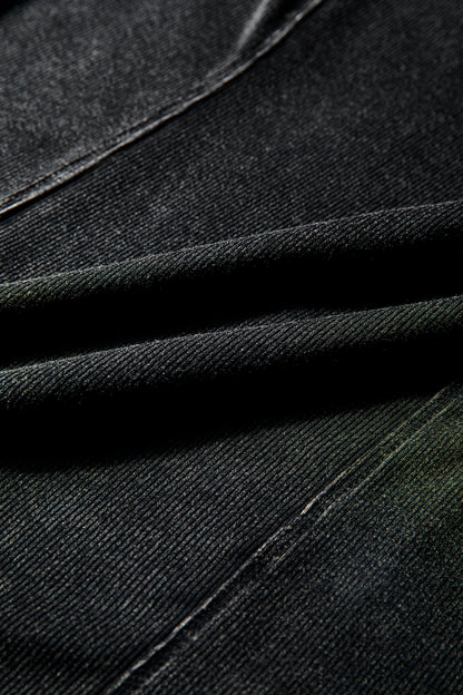 Black Exposed Seam Ribbed Long Sleeve Top