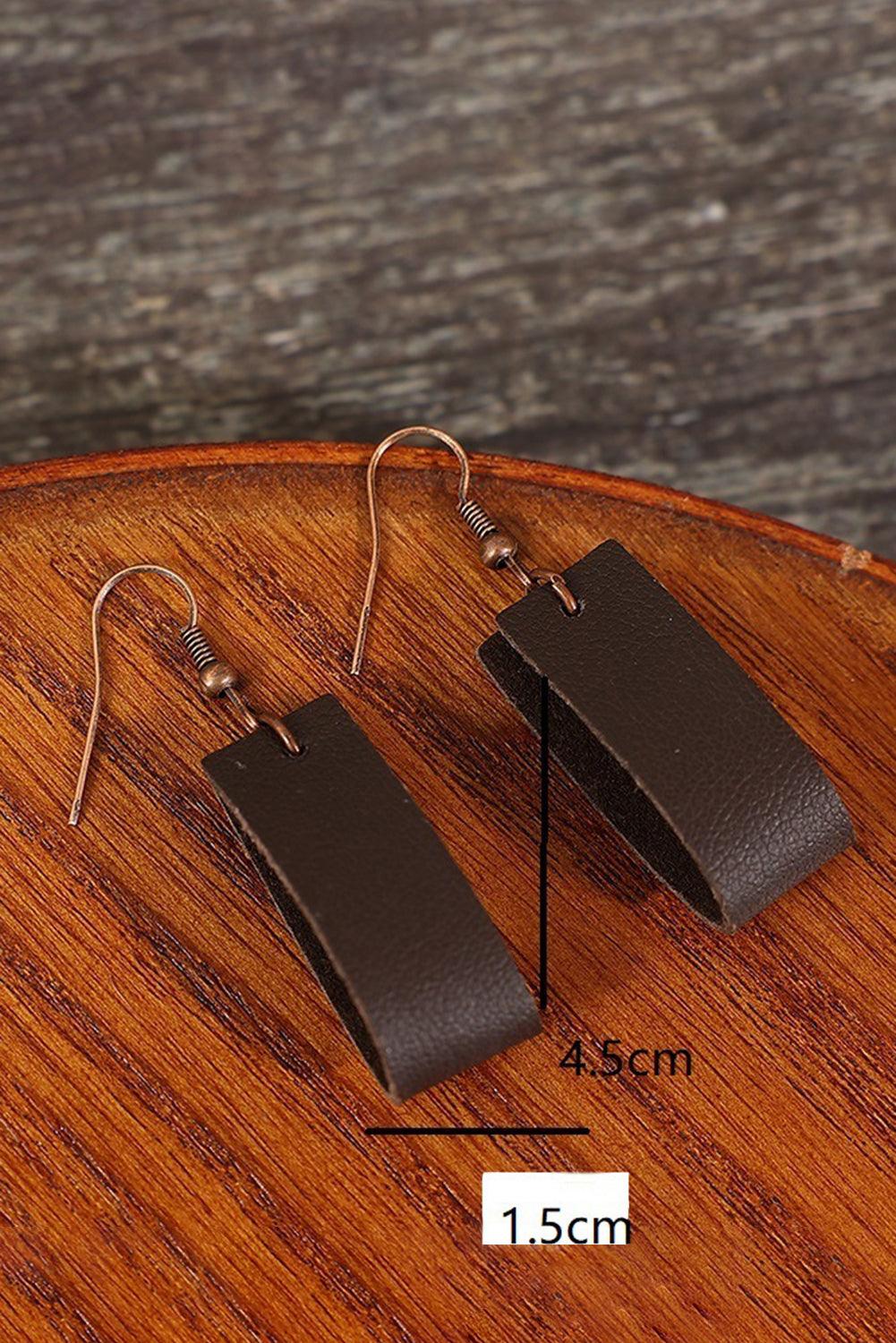 Dark Brown Circle PU Leather Drop Earrings - L & M Kee, LLC