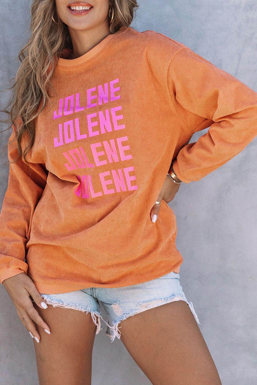 Orange JOLENE Ribbed Corded Oversized Sweatshirt - L & M Kee, LLC