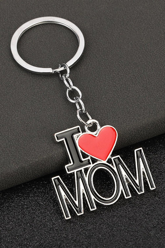 Black I LOVE MOM Keychain