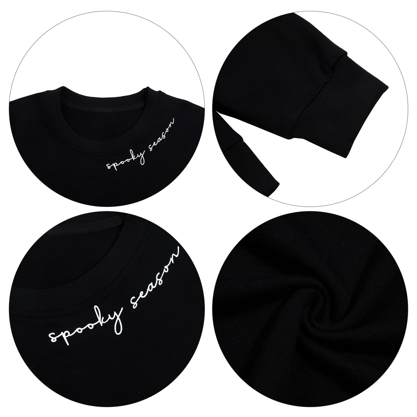 Black Spooky Season Halloween Ghost Printed Drop Shoulder Sweatshirt