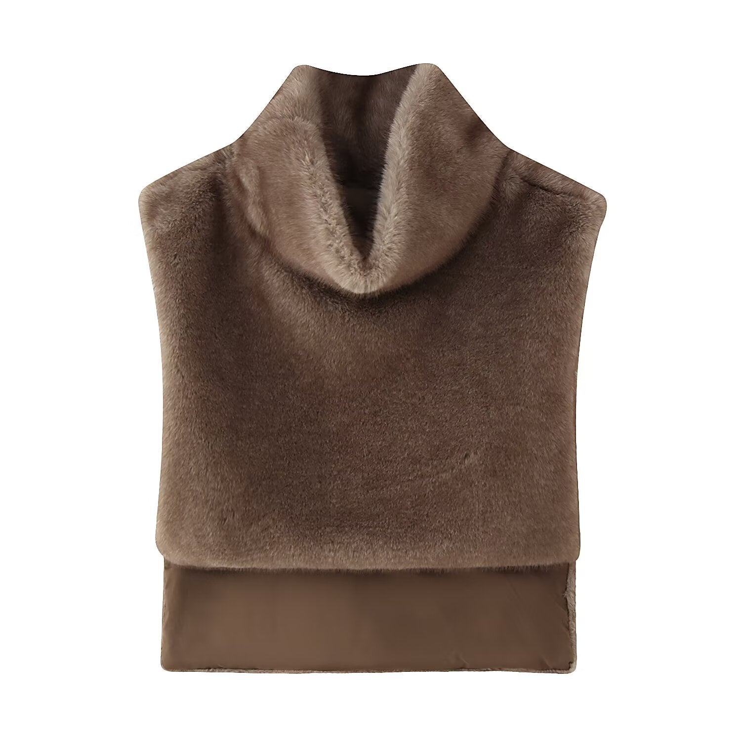 High neck sleeveless camisole imitation fur shawl