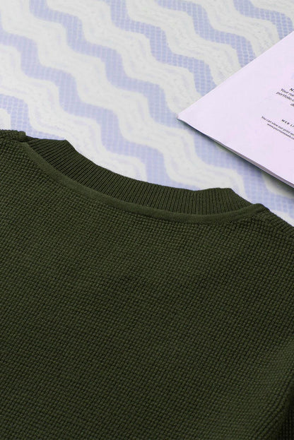 Red Striped Sleeve Plain Knit Sweater - L & M Kee, LLC