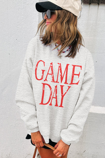 Red Vintage Washed GAME DAY Graphic Baggy Sweatshirt