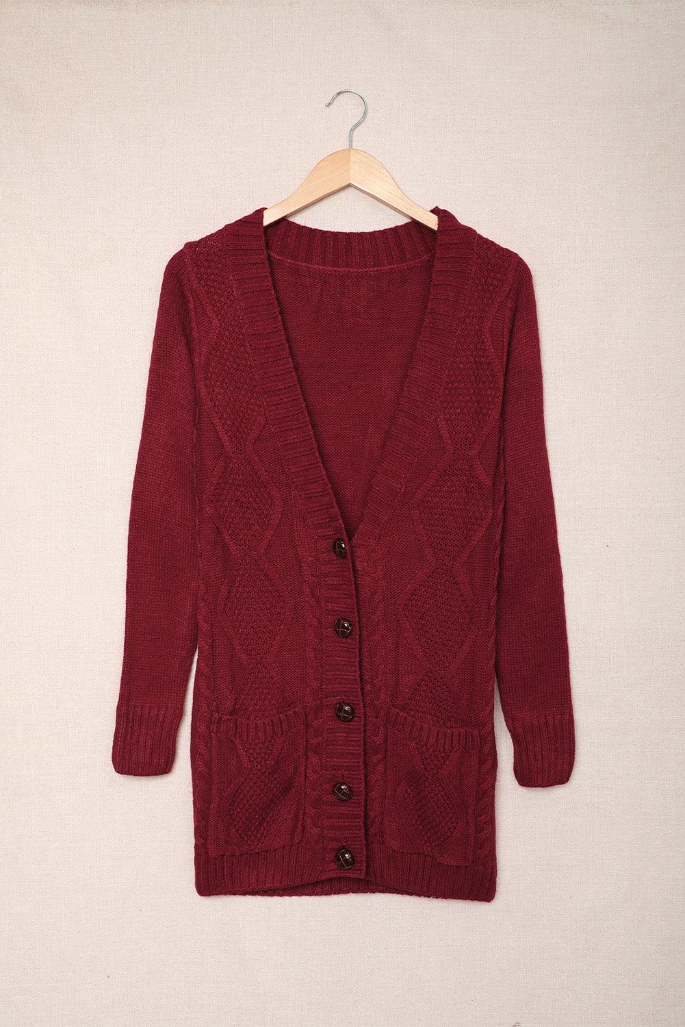 Blue Front Pocket and Buttons Closure Cardigan - L & M Kee, LLC