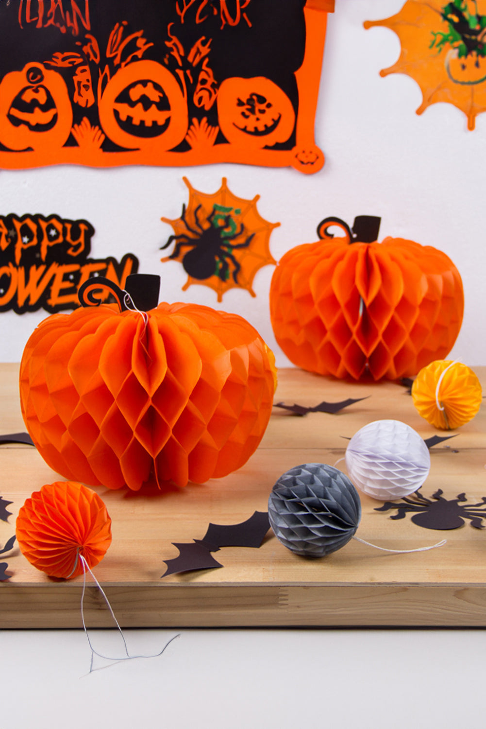 Orange Halloween Thanksgiving Pumpkin Honeycomb Decorative Paper Lantern