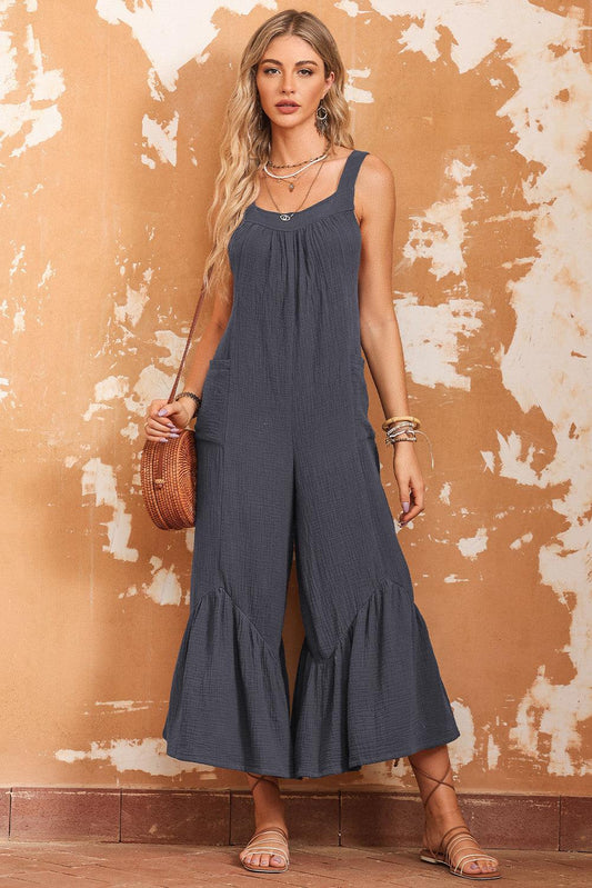 Wide Leg Ruffle Jumpsuit - L & M Kee, LLC