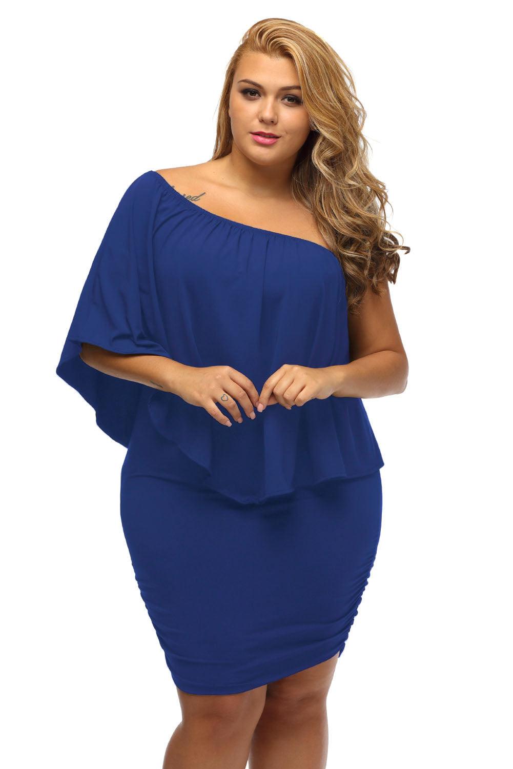 Multiple Dressing Layered Dark Blue Mini Poncho Dress - L & M Kee, LLC