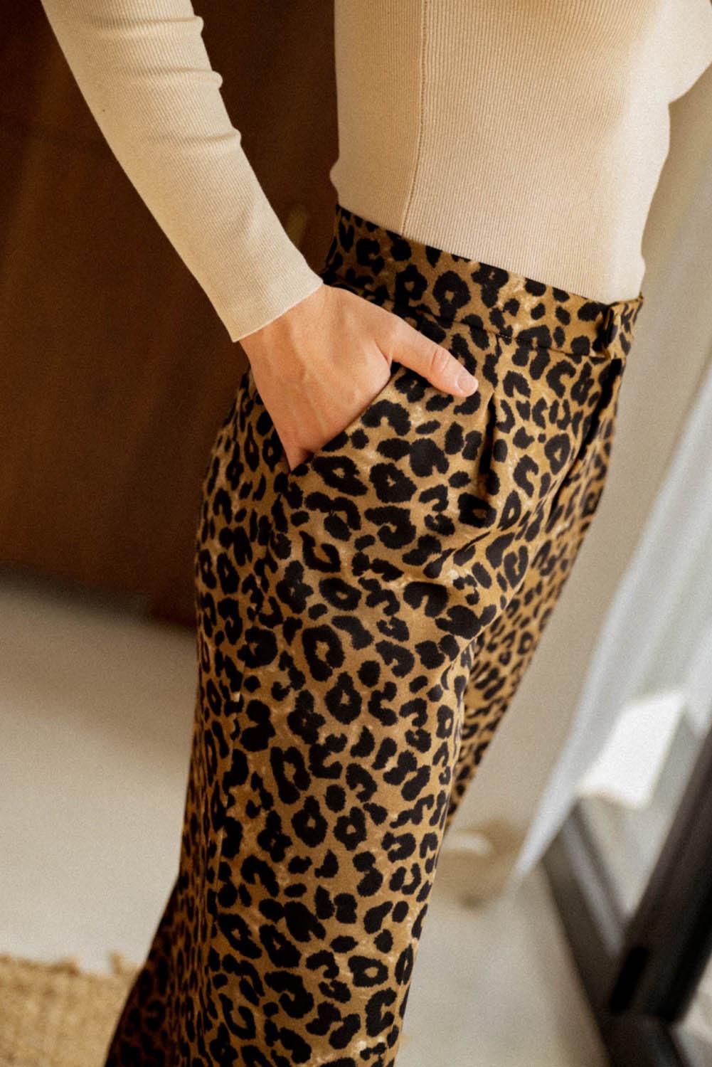 Leopard Animal Print Wide Leg Pants - L & M Kee, LLC