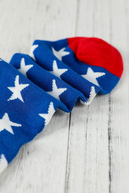 Sail Blue American Flag Pattern Soft Knitted Socks - L & M Kee, LLC