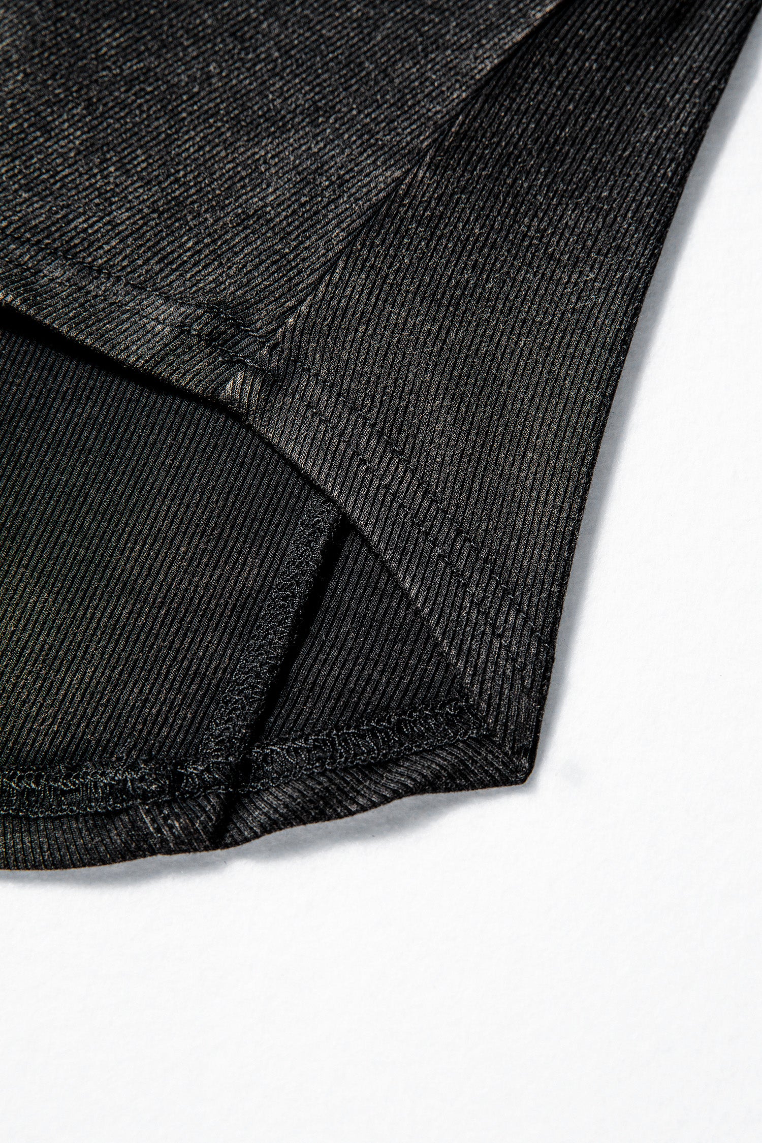 Black Exposed Seam Ribbed Long Sleeve Top