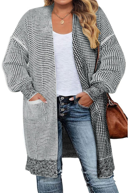 Gray Plus Size Textured Knit Cardigan - L & M Kee, LLC