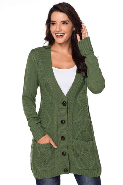 Blue Front Pocket and Buttons Closure Cardigan - L & M Kee, LLC