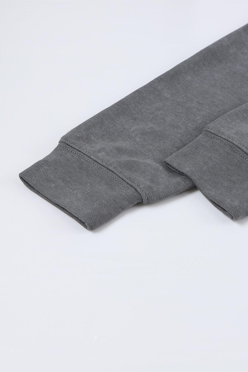 Gray Vintage Washed Puff Sleeve Sweatshirt - L & M Kee, LLC