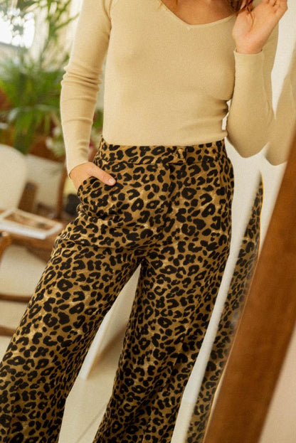 Leopard Animal Print Wide Leg Pants - L & M Kee, LLC