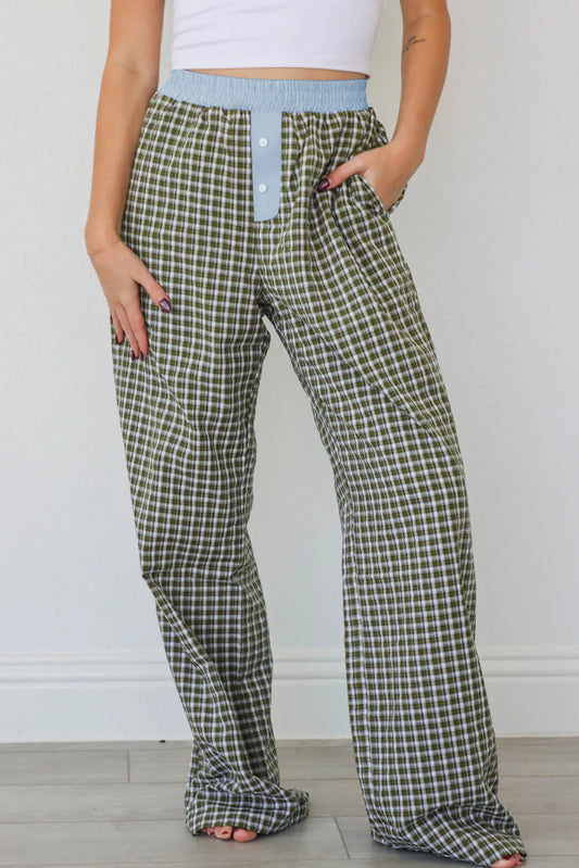 Brown Preppy Gingham Boxer Pants