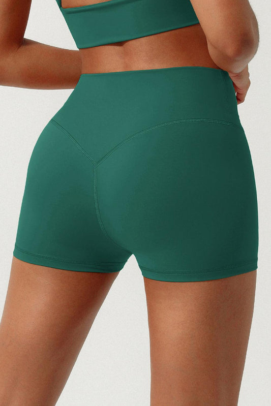 Evergreen Ruched High Waist Active Sports Shorts - L & M Kee, LLC