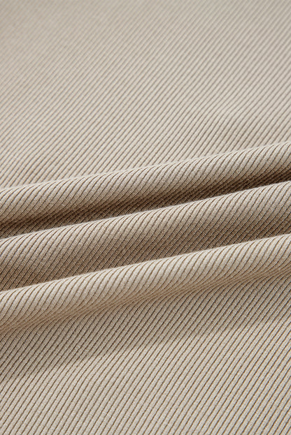 Jet Stream Floral Embroidered Detail Ribbed Long Sleeve Top