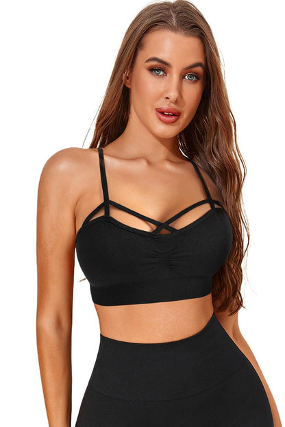 Black Caged Cami Active Crop Top - L & M Kee, LLC