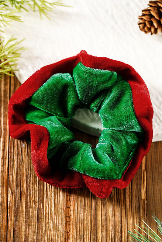 Dark Green Mixed Flannel Christmas Scrunchie Hair Tie - L & M Kee, LLC