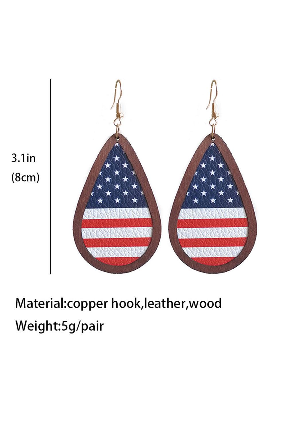 Wood Frame Leather Flag Earrings - L & M Kee, LLC