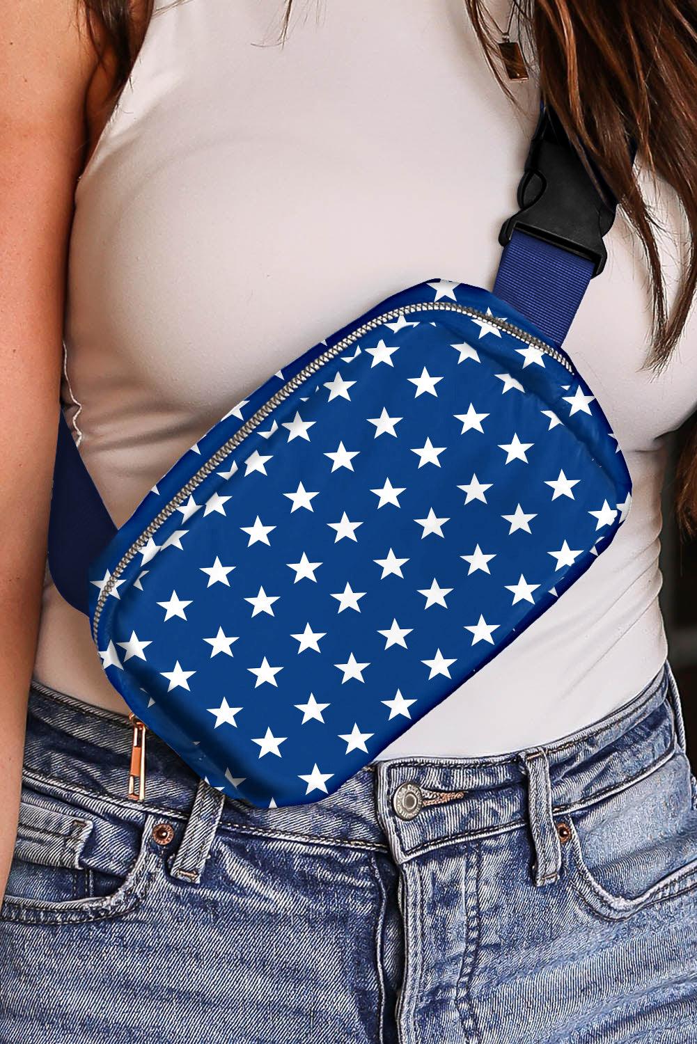 Bluing Independent Day Flag Star Printed Crossbody Bag