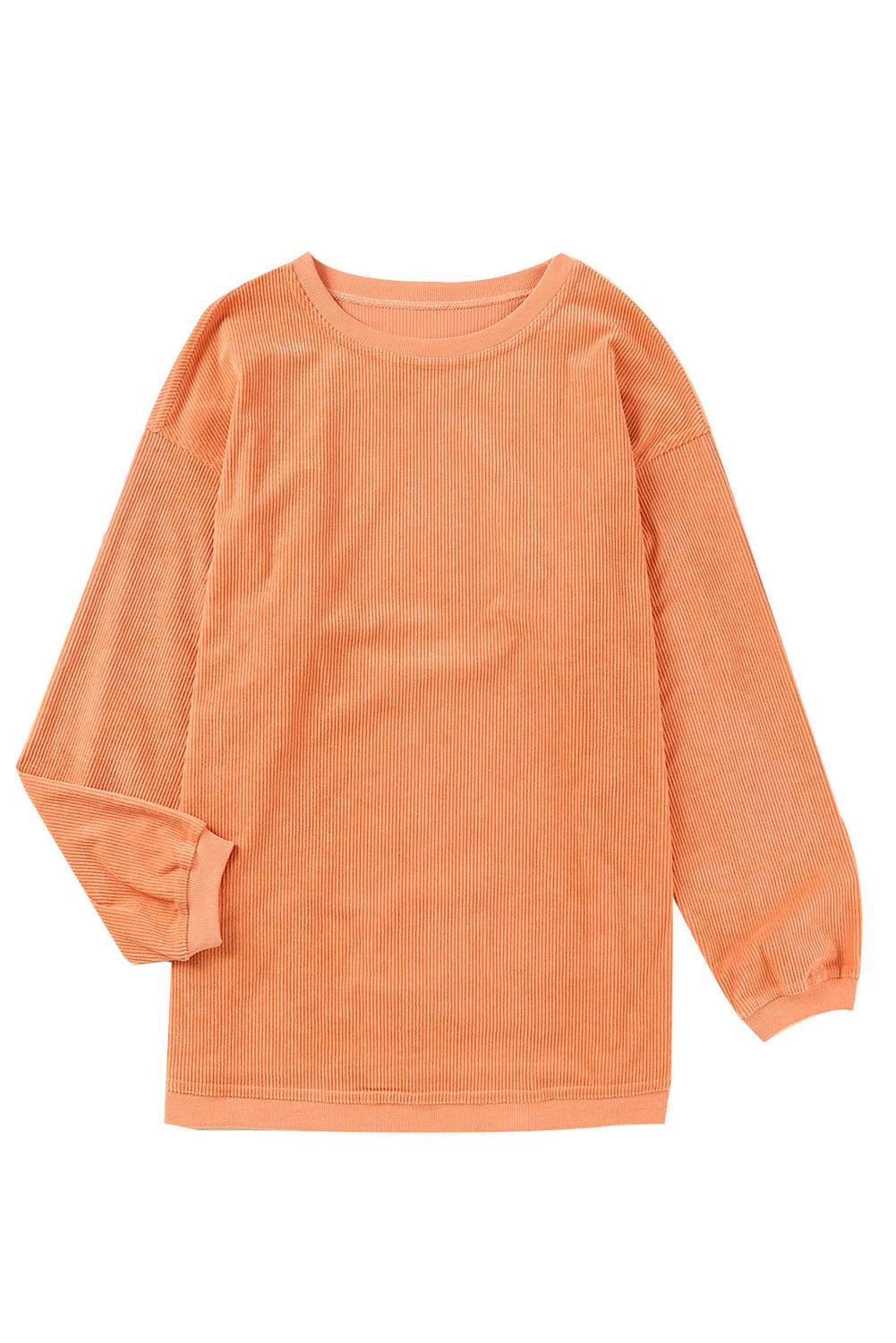 Orange JOLENE Ribbed Corded Oversized Sweatshirt - L & M Kee, LLC